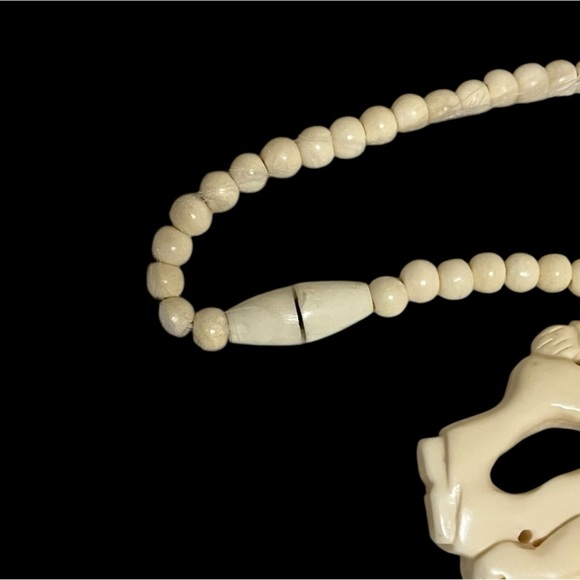 Vintage Carved Bone Crouching Horse Pendant Necklace